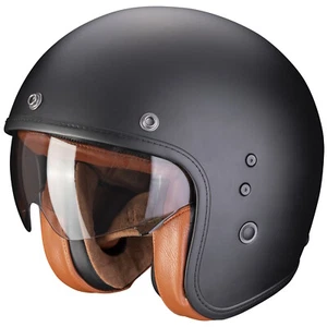 Scorpion Exo Belfast EVO Luxe Matt-Schwarz Motorradhelm Jethelm Sonnenvisier - Bild 1 von 8