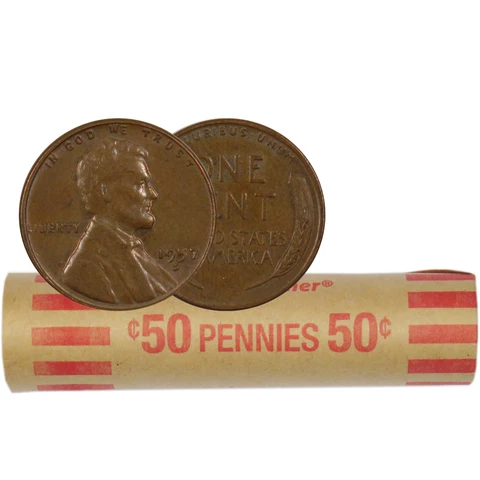 Lot of 50 - Random Date 1c Lincoln Wheat Cent Pennies Full Roll Cover