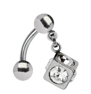 Intimo Piercing Ombelico Gioiello Banana 1,6mm E Dadi Ciondolo Con Zirconi - Immagine 1 di 2