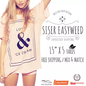 Heat Transfer Vinyl Siser Easyweed 15" x 5 Yards | 5 of 1 yard, Mix and Match - Picture 1 of 3
