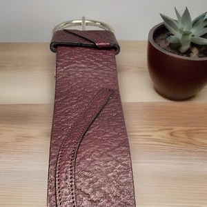 Gail Labelle Gürtel Vintage 80er breit burgund strukturiert Art to Wear silber Frankreich Boho - Bild 1 von 17