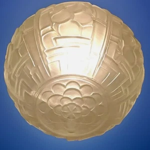 Vintage 1940's-1960's Art Deco Geometric Bubble Glass Ceiling Light Fixture - Picture 1 of 12
