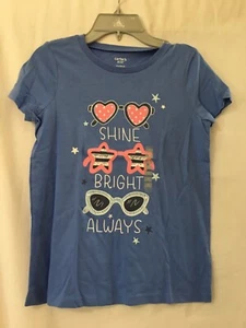 NWT Carter's Star Hearts Tee Shirt Top Girls Short Sleeve Blue 6/6x,12 - Picture 1 of 4