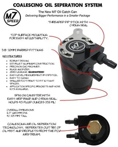 M7 Speed Oil Catch Can N18 - MINI Cooper S R55 R56 R57 R58 R59 - BLACK Hoses - Afbeelding 1 van 1