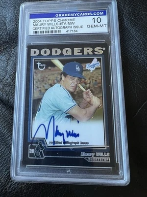 2004 TOPPS CHROME MAURY WILLS #TA-MW 10 CERTIFIED AUTOGRAPH ISSUE GMC 10 - Image 1 of 4