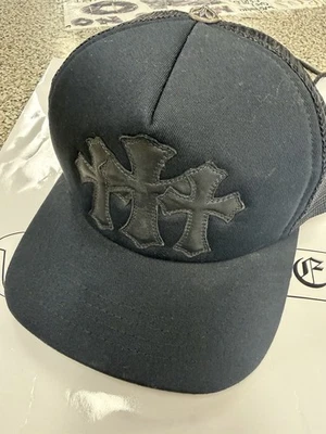 Chrome Hearts Cemetery Triple Cross Patch Camo Trucker Hat Leather - Image 1 of 4
