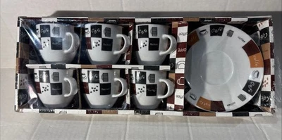 Vintage Espresso Cups and Saucers Set by Casa Élite Set Of 6 New - Image 1 of 4