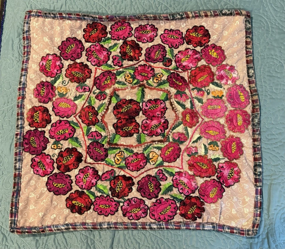 Kissenhülle Guatemala Tribal Blumen Lilie Patchwork Neu Baumwolle Huipil Braun #35 - Bild 1 von 4