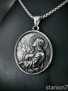Jules Christus Kreuz Anhänger Edelstahl Kette Engel Glaube Schmuck Biker 398B - Bild 1 von 9
