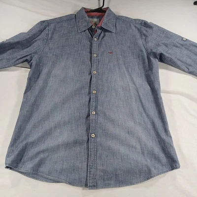 Camisa slim fit azul algodão masculina Park Avenue tamanho 42 cm - Imagem 1 de 4