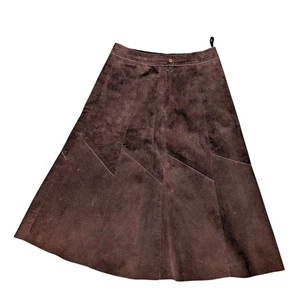 Vintage Lord & Taylor Brown Suede MIdi Skirt 1960s - Picture 1 of 11