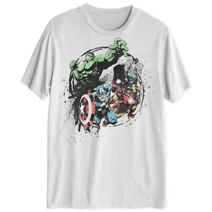 Marvel Avengers Splatter Men's Cotton Graphic Crew Neck T-Shirt - Small - White - Picture 1 of 1