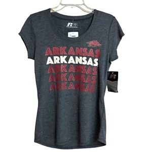 Arkansas Razorbacks Shirt Womens Small Gray Short Sleeve T-Shirt NWT - Picture 1 of 9