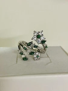 Atelier Swarovski Botanical Open Ring Greem Silver Size 55 Medium Wrap New n Box - Picture 1 of 12