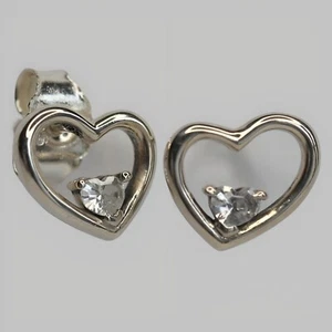 Genuine ASYMMETRIC HEARTS OF LOVE PANDORA Earrings STUD 297813CZ Retired - Picture 1 of 3