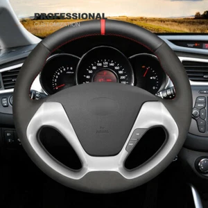 DIY Custom Black Suede Leather Soft Car Steering Wheel Cover For Kia Forte Koup  - Picture 1 of 8