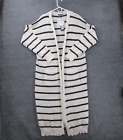 Boohoo Cardigan Womens 16/18 Long Striped Polyester Pockets  Long Sleeve NEW