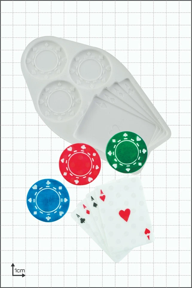 Molde de silicona fichas y cartas de póker uso alimentario FPC Sugarcraft Foto 1 de 1