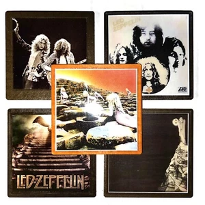Zum Selbermachen 5 handgefertigte Holz & Kork Getränk Untersetzer LED ZEPPELIN Häuser Heilige Seite Pflanze - Bild 1 von 7