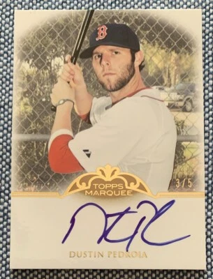Dustin PEDROIA🔥2011 Topps Marquee GOLD Markings On Card AUTO #MM-DP 3/5 Red Sox - Image 1 of 2