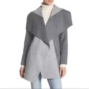 Diane von Furstenberg DVF $498 Gray Wool Double Face Shannon Two Tone Coat S - Picture 1 of 10