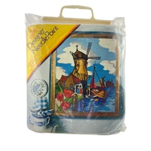 Columbia-Minerva Needlepoint Dutch Windmills Kit 1560 Bob Miller 20x24 in. 1973 - Picture 1 of 4