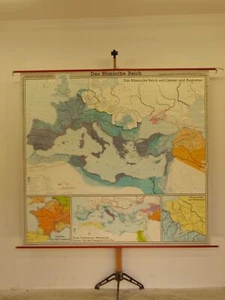 Römische Reich Weltmacht Rom Caesar Germanien Römer 1973 Schul-Wandkarte 210x194 - Bild 1 von 6