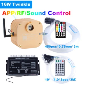Bluetooth TWINKLE 16W Fiber Optic Light 3m Fibers with Meteor Kit Star Ceiling - Picture 1 of 12