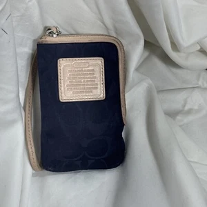 Coach Geldbörse Kalbsleder dunkelblau & hellbraun 5x3 Accessoires - Bild 1 von 7