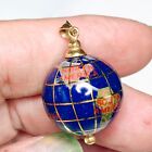 Charme globe 14k, avec pierres précieuses, pendentif carte du monde