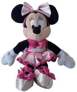 Muñeca de peluche Minnie Mouse de los parques Disney bailarina Disneyland 10" rosa relleno de satén - Imagen 1 de 13