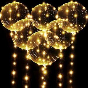 6Pcs LED Light Up BoBo Balloons 20" Clear Bubble Balloon Valentines Day Decor