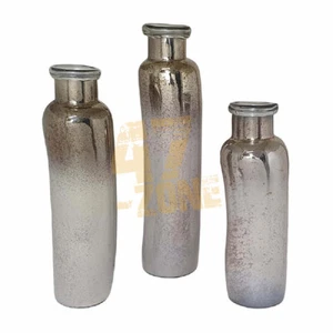 Glass S/3 Vases Gold Gray Indoor Outdoor Home Decor Tabletop Decoration - Picture 1 of 4