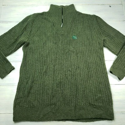 Suéter Suéter de Lana LL Bean Para Hombres Grande Verde Manga Larga 1/4 Cremallera Cuello Simulado Foto 1 de 4