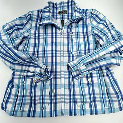Chaqueta cortavientos Ralph Lauren azul madras a cuadros grande Foto 1 de 4