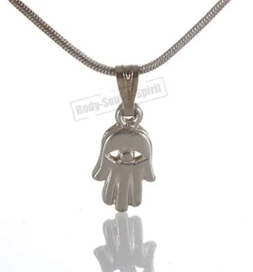 Collar Plateado Hamsa con Mal de Ojo Colgante Judío Judaica Cabalá - Imagen 1 de 6