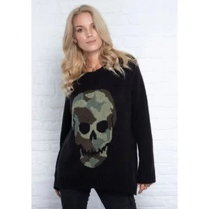 Wooden Ships Camo Skull Mohair Wool Blend Crewneck Sweater S/M - Picture 1 of 10
