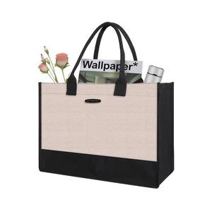 Large Canvas Shopping Tote Bag with Handles for Women Gift Grocery Beach Holi... - Picture 1 of 7