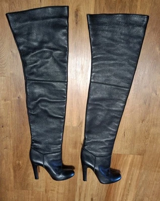 CHRISTIAN LOUBOUTIN THIGH BOOTS EUR 40/US 9-9.5 BLACK W BEIGE LEATHER LINING - Image 1 of 4