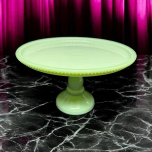 Jadeit Kuchenständer 8,5" x 5" mit Perlenrand Standfuß unbekannter Hersteller - Bild 1 von 21