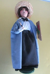 Byers Choice 2000 Künstler mit Staffelei, Pinsel und Strohhut signiert Drahtbeine - Bild 1 von 5