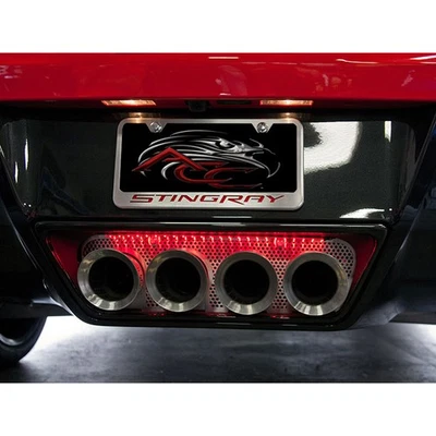 Placa de llenado de escape con LED rojo para Corvette 2014-2019 con escape NPP [perforado] Foto 1 de 4