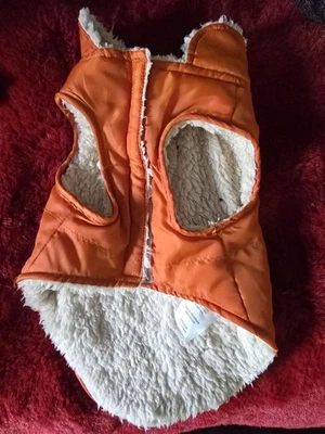 Orange Faux Fur Vest For Small Dog Orange And Cream - Image 1 of 3