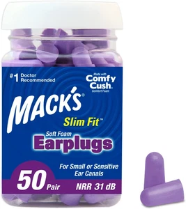 Mack's Slim Fit Soft Foam Earplugs, 50 Pair - Small Ear Plugs for Sleeping, Snor - Picture 1 of 12