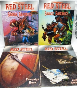 4 Pack of AD&D Red Steel Dungeons & Dragon RPG Role Playing Game Books Only - Imagen 1 de 8