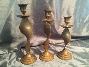 Vintage Kerzenständer Messing 3 Kerzenständer - Bild 1 von 5