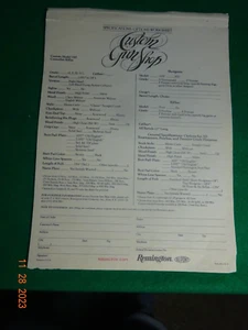 Remington Vintage Custom Shop order form possibly 1980s - Picture 1 of 6