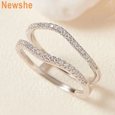 Newshe 925 Sterling Silver Wedding Anniversary Bands for Her Ring Enhancer 5A CZ - Image 1 of 4