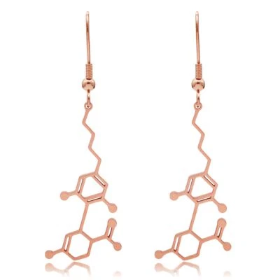 Pendientes colgantes de acero inoxidable con molécula de cannabidiol CBD Foto 1 de 4