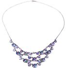 Exceptional Art Deco 835 Silver Iris Glass Festoon Necklace